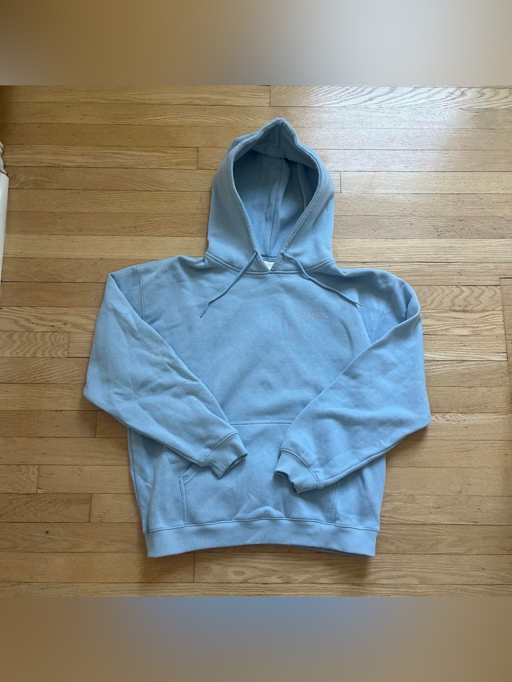 Women's Light Blue Pullover Hooded Sweatshirt with Kangaroo Pocket